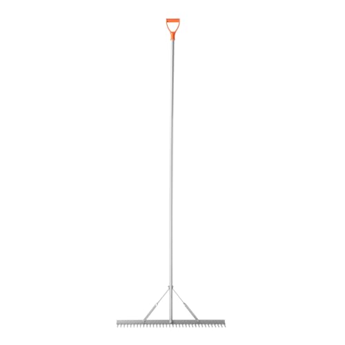 VEVOR Landscape Rake, 36 inch Wide Head 102 inch Handle, Large Heavy Duty Aluminum Landscaping Leaf Rake Tool, Asphalt Level for Loosening Soil, Garden & Yard, Pond Gravel & Beach Lawn Care, 52ft Rope - size: 102 inch