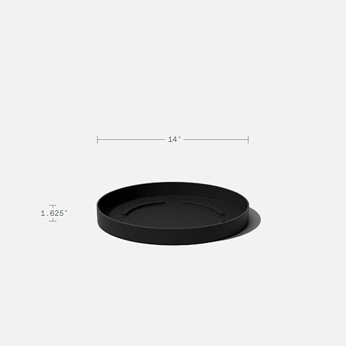 Veradek Mason Series Lima Planter & Drip Tray - Large Round Outdoor Planter - color: Black, size: 15 inches - 2 Pack with Saucers
