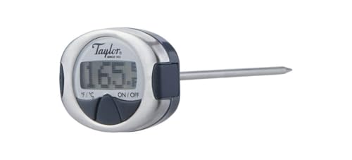 Taylor Pro Instant Read Digital Food Thermometer – Stainless Steel Probe with 0.4" Dot Matrix Display, -58°F to 448°F Temperature Range for BBQ, Baking & Candy Making (Steel/Black) - color: No Color