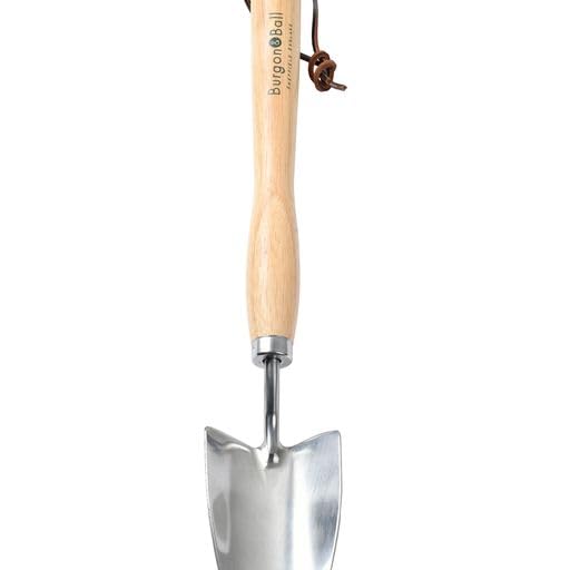 Burgon & Ball Mid-Handled Stainless Steel Trowel, Wood Grip