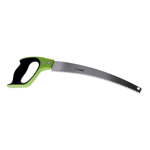 HME 12" Curved Steel Blade Hand Saw with Scabbard for Hunting, Camping, Backpacking, Gardening, Pruning