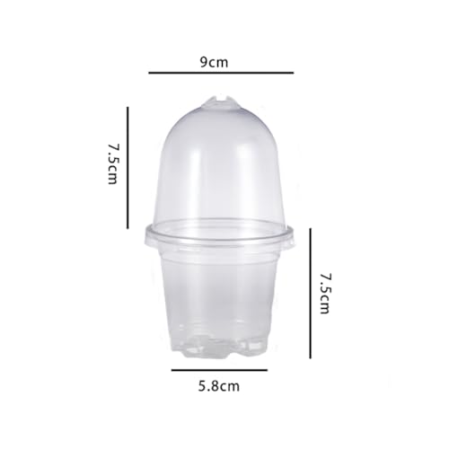 12 Pcs Clear Plastic Plant Pots with Humidity Dome Small Plant Flower Pots Nursery Seedling Pots Seed Starting Pot Growing Gardening Pots 9CM