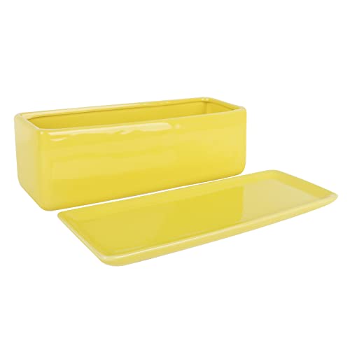 Vencer 12 Inch Rectangular Modern Minimalist Ceramic Succulent Planter Pot - Window Box with Saucer,Office Desktop Potted Stand,Yellow,VF-0135Y - color: Yellow, size: 12 Inch