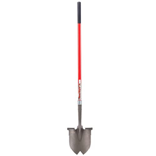 Root Slayer 23211 XL Round Point Digging Shovel for Gardening, Red - style: Round Shovel XL