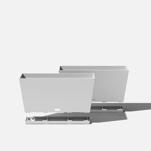 Veradek Pure Series Midori Planter & Drip Tray - Wide Outdoor Planter Set - color: White, size: 31 inch - 2 pack with saucers