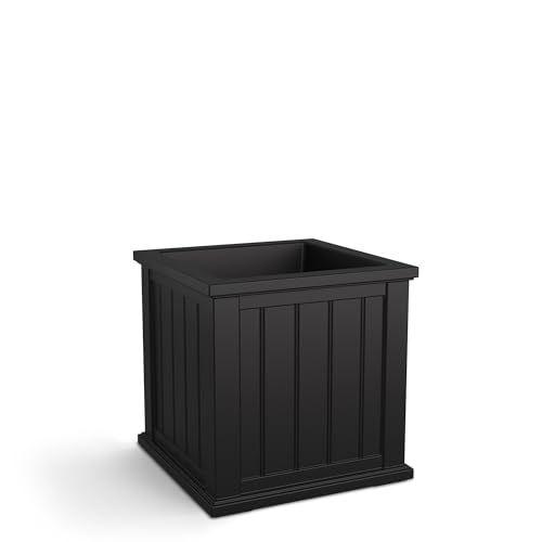 Mayne Cape Cod 20in Self-Watering Square Planter, Black - color: Black, size: 20in