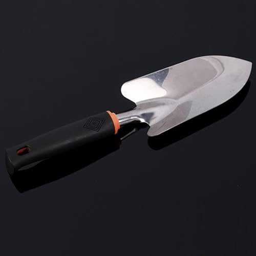 Garden Tool Shovel for Digging Gardening Trowel for Lawn Planting Stainless Steel Spade Rubber Handle Anti Slippery - color: Silver Rubber Handle