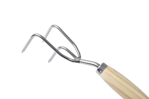 Burgon & Ball Mid-Handled Stainless Steel Claw Cultivator, Wood Grip