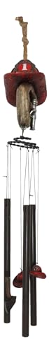 Ebros Gift Fire Fighter Axe Fireman Station Number 1 Hat with Coiled Water Hose Resonant Relaxing Wind Chime with Metal Tubes Patio Garden Accent 911 Emergency Civil Service Decorative