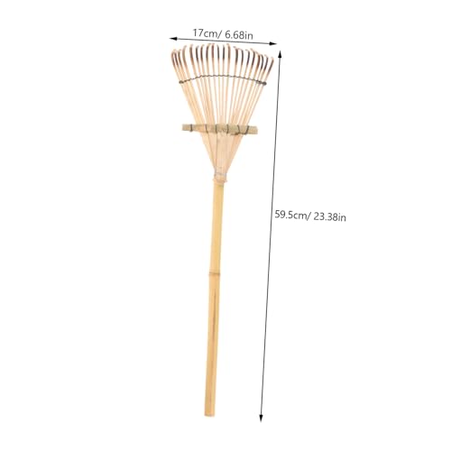 Milisten Gardening Tool Bamboo Rake Wood Handle Small Garden Rake for Loosening Weeding Gardening Tasks
