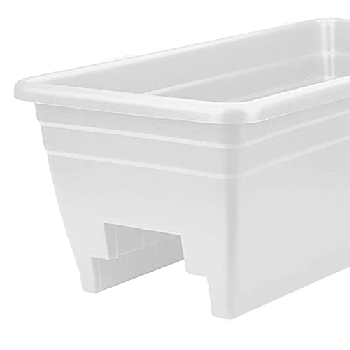 The HC Companies 24 Inch Heavy Duty Deck Rail Planter Boxes, White, 5-Pack