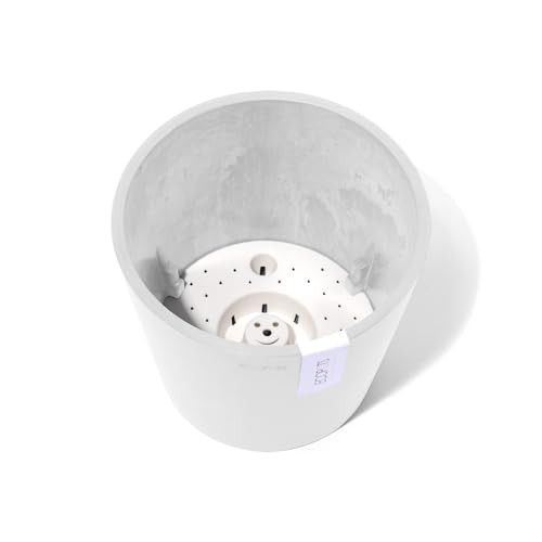 Ecopots Amsterdam Round Flower Planter with Reservoir, Pure White, 8" - color: Pure White, size: 8 inches