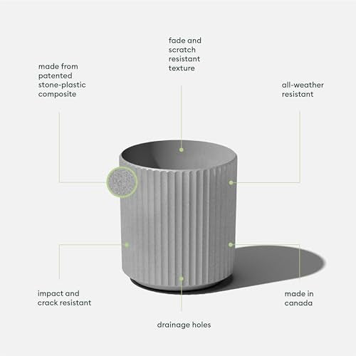 Veradek Demi Series Planter - Large Round Outdoor Planter - color: Gray, size: 12 inch - 2 Pack