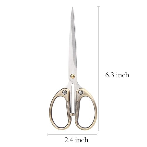 6.3" All Stainless Steel Office Scissors,Ultra Sharp Blade Shears,Sturdy Sharp Scissors for Office Home School Sewing Fabric Craft Supplies Multipurpose Scissor Brassy - color: Brassy, size: 6.3"
