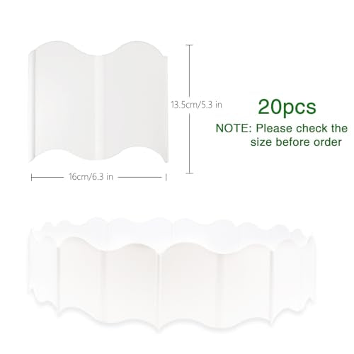 20 Pcs Garden Edging Borders, 10.5ft Plastic Landscape Borders, 5.3 in Tall Interlocking Decorative Gardens Fences Edging, Flexible Lawn Edging Flower Bed Border, for DIY Patio Walkway Yard (White) - color: White