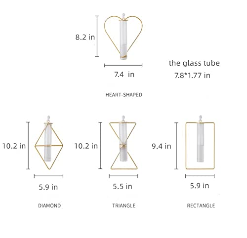 2 Pack IvyMei Luxurious Nordic Gold Wall Vase Metal Frame Glass Tube - color: Gold 2