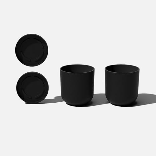 Veradek Mason Series Lima Planter & Drip Tray - Large Round Outdoor Planter - color: Black, size: 10 inches - 2 Pack with Saucers