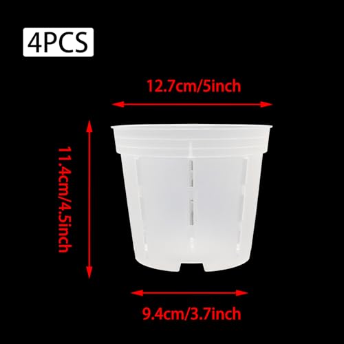 Orchid Pot with Drainage Holes, 4 Pack 5 Inch Clear Plastic Breathable Slotted Pots for Repotting-Root Control Planter-Sturdy Plastic Plant Pot for Butterfly Orchid, Hydroponics, Indoor & Outdoor - size: 5 Inch 4Pcs