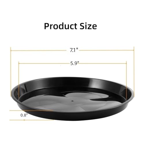 Kichwit 6 Pack 7.1 Inch (5.9 Inch Base) Plant Saucer, Round Plastic Plant Trays for Indoor & Outdoor, Black - color: Black, size: 7.1"(6 Pack)