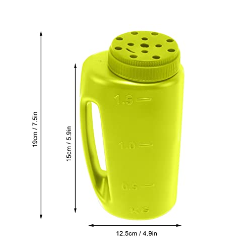 Handheld Fertilizer Spreader, Crop Spreading Salt Sowing Pot Hand Held Grass Seed Spreader Weed and Feed Spreader for Seeds, Fertilizer, Salt, Adjustable Hole Size (Green)