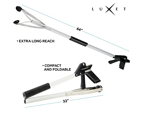 Grabber Tool X-Long 64" Aluminum Suction Cup Jaw, Lightweight Foldable Reacher Grabber Pickup Tool, Gripper Grabbers for Elderly Grab it Reaching Tool Trash Picker Grabber, by Luxet (Black)