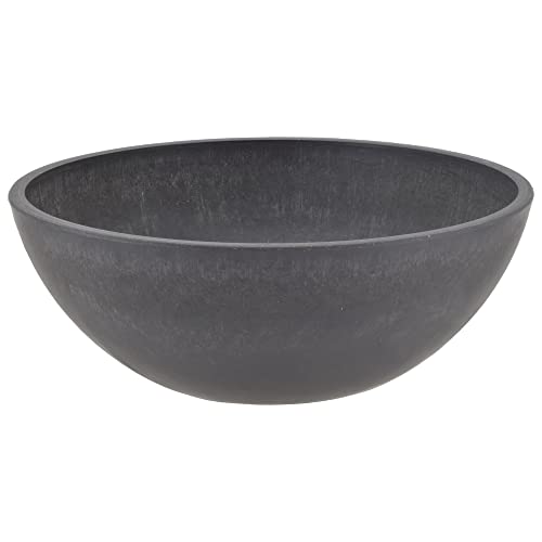 PSW PotCollection M30DC Plastic/Stone/WoodComposite Low BowlPlanter,No Drainage Hole(Drillable), Shallow Indoor/Outer Pot for Succulents,Bonsai,Fairy Gardens,Herbs,Dark Charcoal, 12 Inch (Pack of 12) - color: Dark Charcoal, size: 12 Inch (Pack of 12)