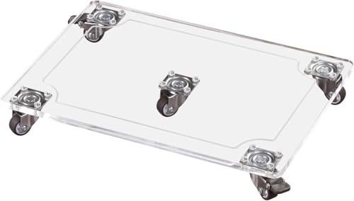 1PC Transparent Clear Color Plant Caddy 10x14 inch Acrylic Heavy Duty Square Plant Stand with 2 Roller Lockable Caster Wheels,Indoor Outdoor Holds Up 150 Lbs Patio/Flower Pot/Dolly - size: 10x14inch