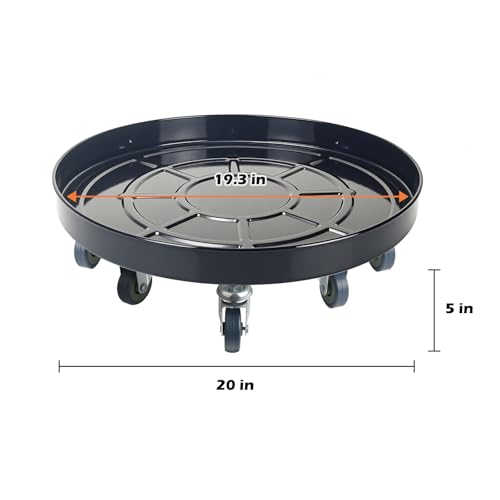 20 Inch Heavy Duty Plant Stand on Wheels, Round Plant Caddy with Wheels for Indoor & Outdoor Use, Metal Rolling Tray for Potted and Small Furniture, Black - color: Black