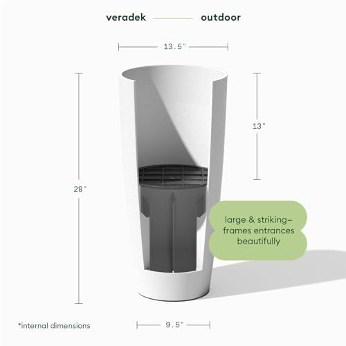 Veradek Mason Series Vega Planter - Tall Round Outdoor Planter with Shelf - color: White, size: 28 inch - 2 pack