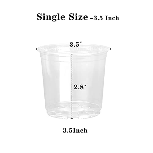 OUPSAUI 20 Pack 3.5 Inch Clear Nursery Pots for Plants, Clear Plastic Plant Pots with Drainage Holes, Flexible Nursery Pots Variety Pack, Seedling Planter Seed Starter Pots (3.5 Inch) - size: 3.5 INCH