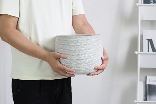 Olly & Rose Barcelona Ceramic Plant Pot Large 25cm 10 Inch - Light Grey Off White Flower Pots - Indoor & Outdoor Planters - color: Light Grey