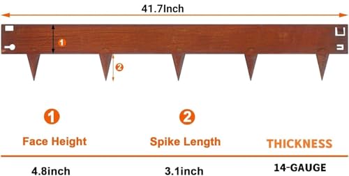 41" L × 8" H Corten Steel Landscape Edging, 6 Pack Garden Border - color: Rusted, size: 7.9 Inch