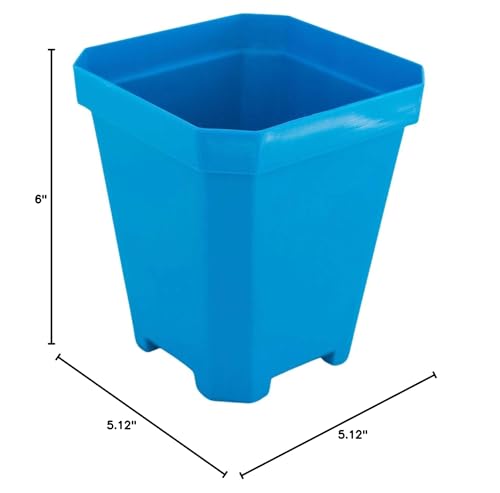 Bootstrap Farmer 16 pc Blue Heavy Duty Square 5 in Nursery Pots for Seed Starting Flowers Germination with Drainage Holes - color: Blue, size: Pots Only
