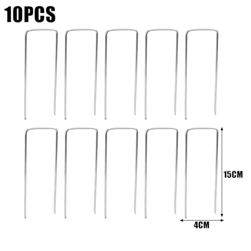 10Pcs/Set Garden Landscape Staples, Galvanized Garden Stakes Ground U Shaped Landscape Pins to Secure Lawn Fabrics Weed Barrier Covers Ground Cover and Landscaping (4x15cm, 2.2mm Thick) - color: 4*15cm, 2.2mm thick