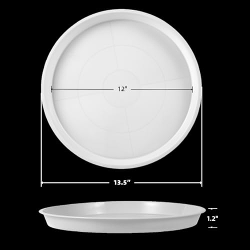 Kichwit 13.5 Inch Plant Saucer (12 Inch Base), 4 Pack, White - color: White, size: 13.5" (4 Pack)