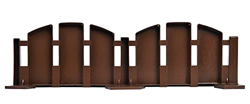 EasyFlex No-Dig Landscape Edging with Anchoring Spikes, 4.5 in. Tall Decorative Adirondack Wood-Look Fence Garden Border, 15 Foot Kit, Brown (3600BR-15C-6) - color: Brown, size: 15 Foot