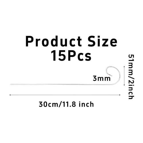 15Pcs Silver Plant Label Hooks, Rustproof Garden Stake Marker Holders, Plant Label Hanger Rods for Flower Pots, Planters, Containers, Support for Plant Signs and Garden Accessories - size: 30cm