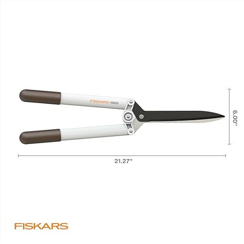 Fiskars 21" PowerLever Hedge Shears, Lightweight Garden Trimmer, White - style: Hedge Shears