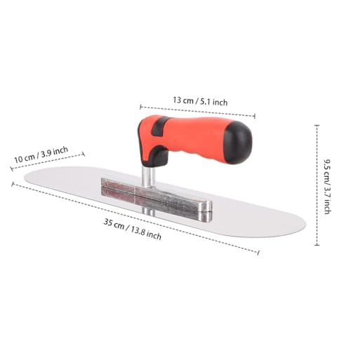 Concrete Tools Stainless Steel Pool Trowel, 14" x 4" Masonry Hand Tool with Soft Grip Handle, Lightweight, Plastering Trowel for Drywall Plastering Construction, Round End (Large:14"L x 4"W) - size: Large:14"L x 4"W