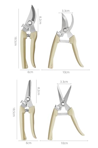 Garden Flower Shears Pruning Shears 6.9 inches Straight and Bypass Scissors Heavy Duty Plant Scissors for Cutting Flowers, Trimming Plants, Bonsai, Fruits Picking (White handle Straight and Bypass) - style: White handle Straight and Bypass