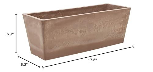 Arcadia Garden Products PSW U45TP Plastic/Stone/Wood Composite Simplicity Window Box, No Drainage Hole (Drillable), 17.5" x 7" x 6", Taupe (Pack of 8) - color: Taupe, size: 17.5" x 7" (Pack of 8)