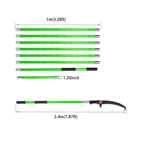 27FT Extendable Pole Saw, Manual Branch Trimmer with Long Handle - size: 27FT Green