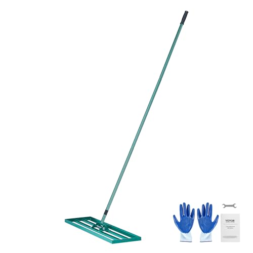VEVOR Lawn Leveling Rake, 36“ x10 Level Lawn Tool, Heavy-Duty Lawn Leveler with 78"" Steel Extended Handle, Yard Leveling Rake Suit for Garden, Golf Lawn, Farm, Green - size: 36x10 in, style: Classic: Alloy