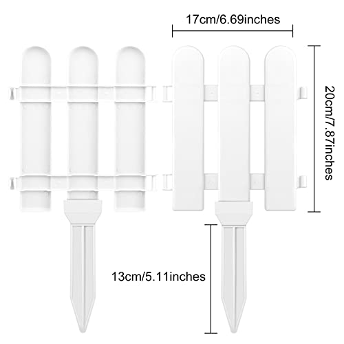 ELECLAND 12 Pieces Garden Fence with 12 Pieces Fence Insert White Plastic Fence Garden Picket Fence Edgings Lawn Flowerbeds Plant Borders Decorative Garden Yard