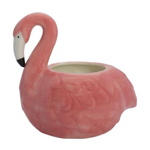 Streamline Imagined Cute Flamingo Planter Pot, Drainage Hole - color: Flamingo