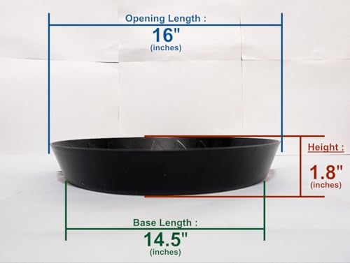 Green Oasis - 16" inch Plant Saucer, Premium Black Heavy Duty Indoor/Outdoor Drip Tray for Garden (3)