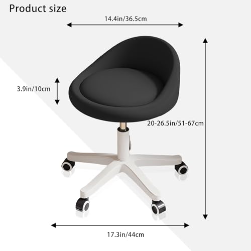 Rolling Stool – Ergonomic Swivel Seat, Adjustable Height, Ultra-Quiet Wheels, Padded PU Leather Cushion, for Salon, Office, Massage & Medical Use Black sap1 - color: Black