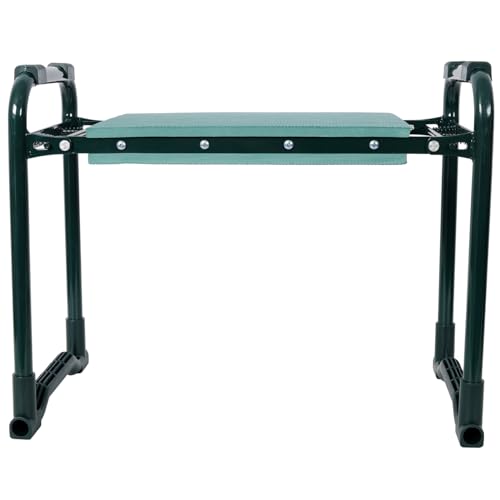 Garden Kneeler & Seat Bench with Tool Pouches, Large Tool Bag, and Extra-Wide Cushion - Green