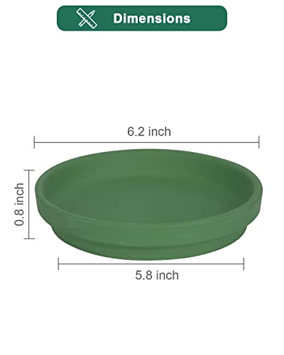 vensovo 6 Inch Green Terracotta Plant Saucers, 6 Pack Small Clay Trays - color: Green, size: 6 inch