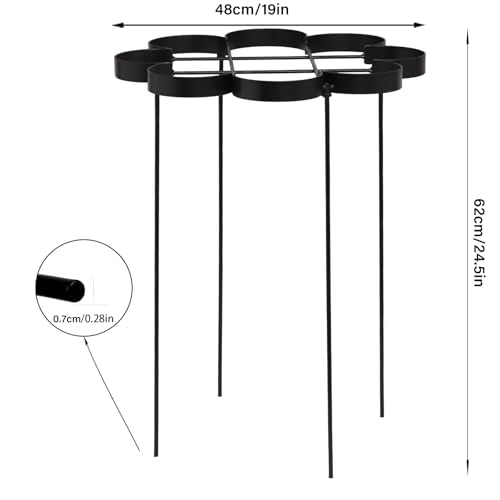25" Peony Cages and Supports Elegant Modern Flower Support Stakes - color: Black